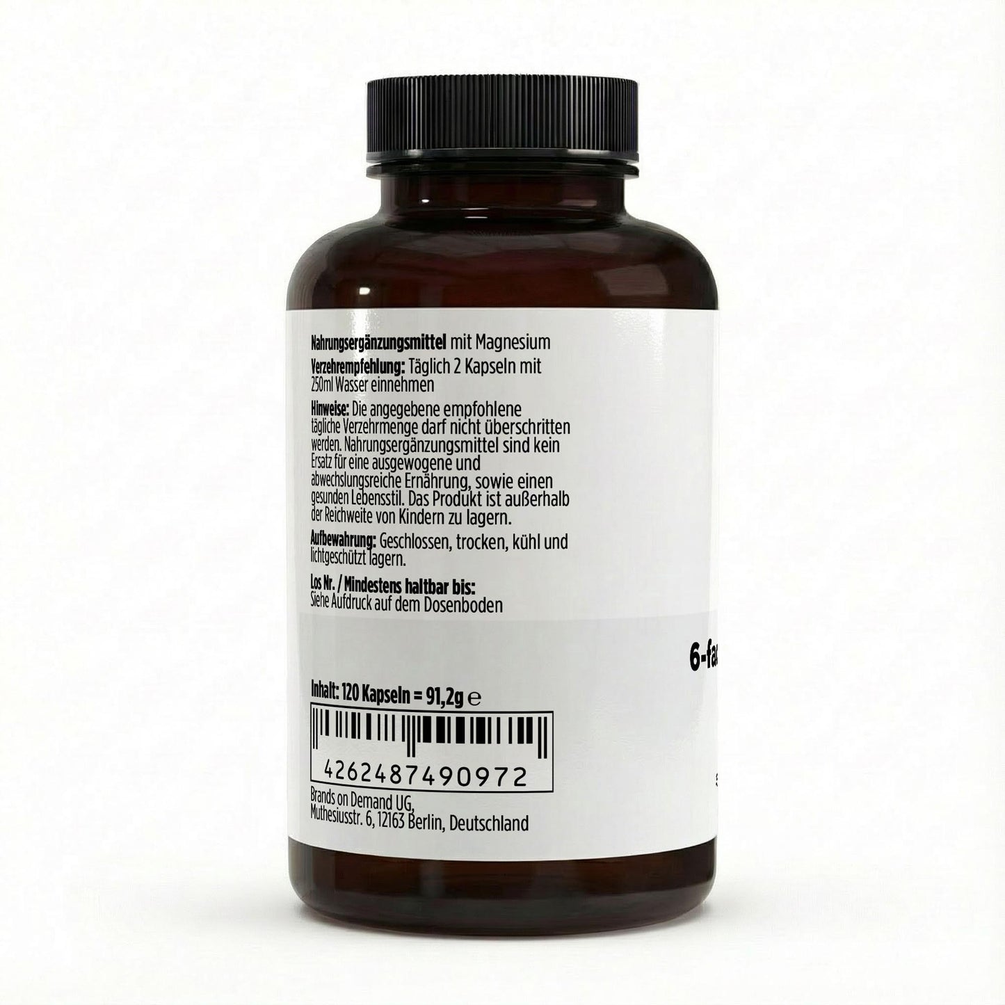 6‑fach Magnesium-Komplex – 120 Kapseln | Magnesium aus sechs Verbindungen