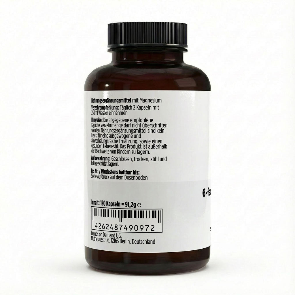 6‑fach Magnesium-Komplex – 120 Kapseln | Magnesium aus sechs Verbindungen