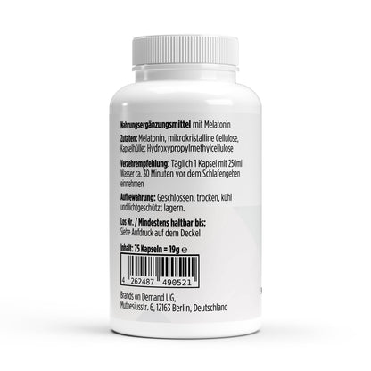 Melatonin 1 mg – 75 Kapseln | Kapseln für deine Abendroutine