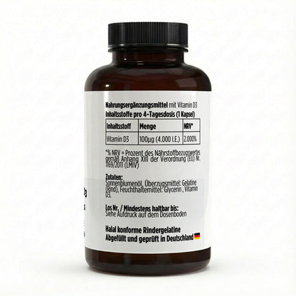 Vitamin D3 4.000 I.E. – 180 Softgels | Vitamin D für Knochen, Muskeln und Immunsystem